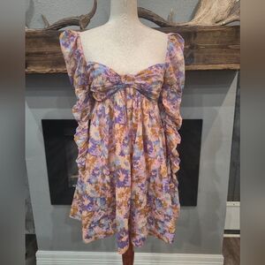 Zimmermann Floral Ruffle Mini Dress Size 1, Never Worn